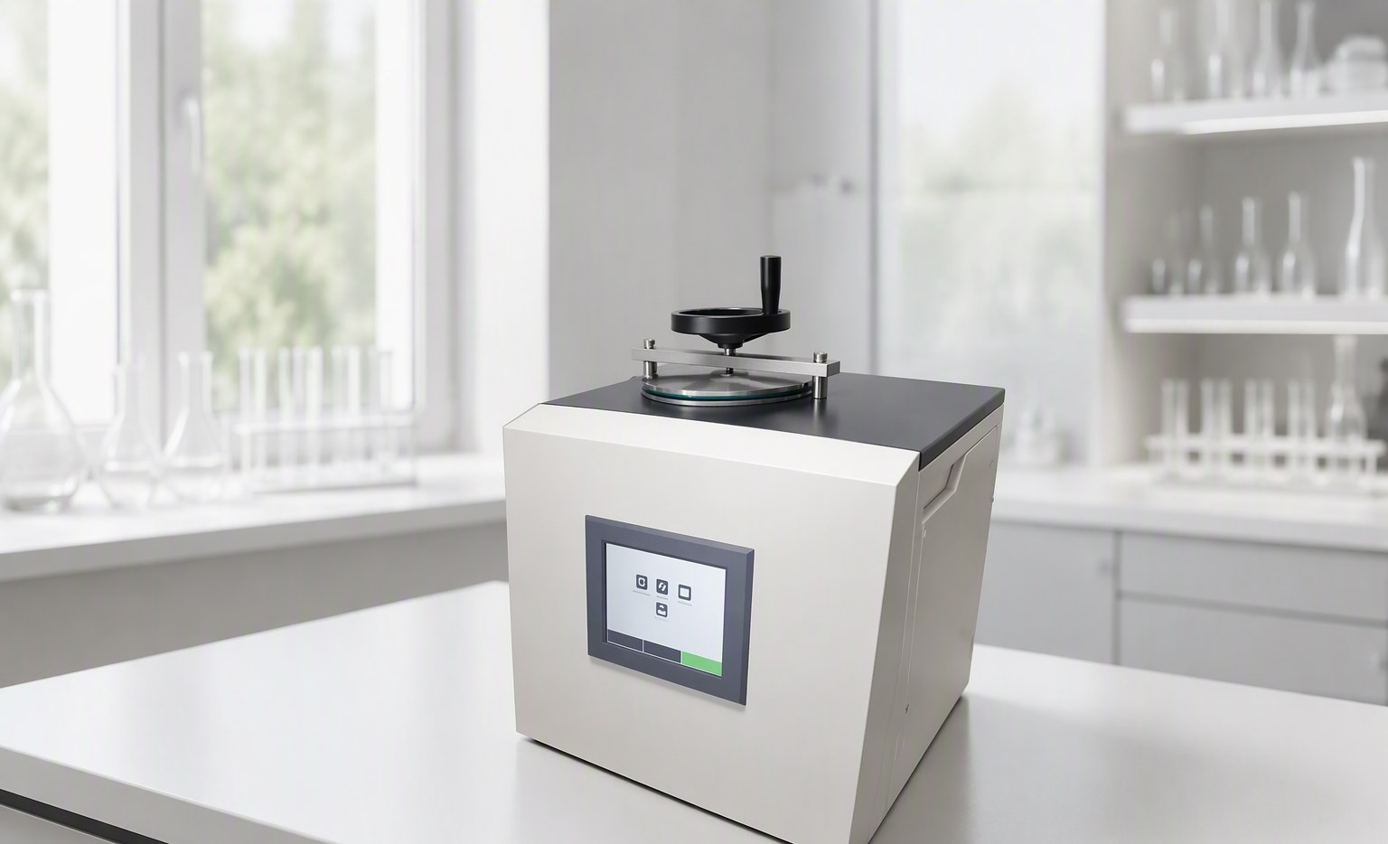 F22 fully automated filter bag fiber analyzer on a laboratory bench